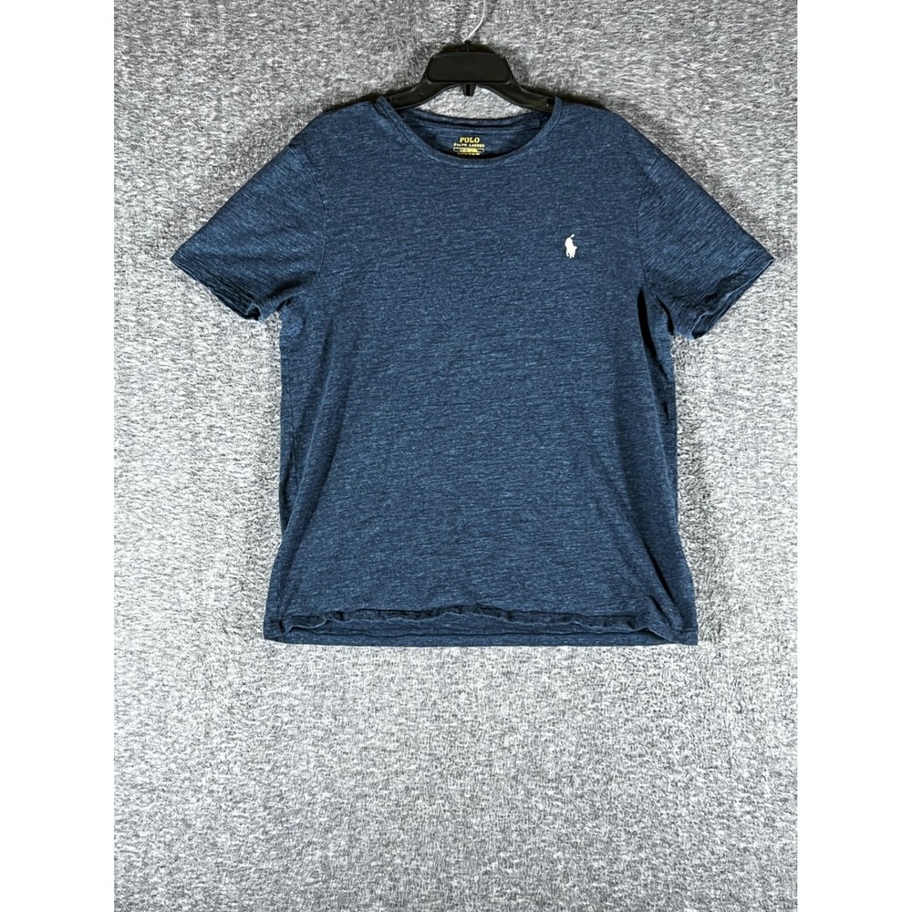 Polo Ralph Lauren Mens Custom Slim Fit T-Shirt Navy Blue Heather Slub Size Large
